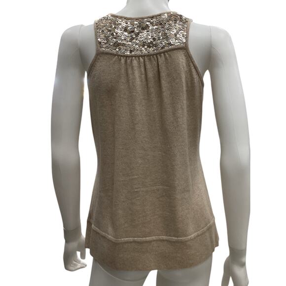 Escada Sport Tank Top Women’s Size Large Cashmere/Wool Blend w/ Sequins in Gold - Picture 3 of 4